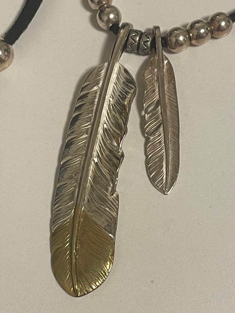 週末のみ価格 ゴローズ好きに シルバー ゴールド フェザー ネックレス