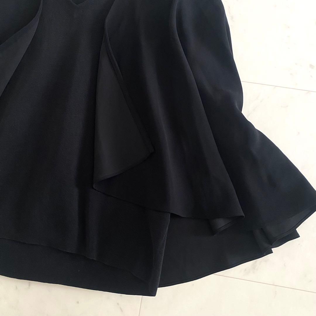 極美品 アドーア 2wayドライタッチコットンニット ポンチョ ケープ 黒 38