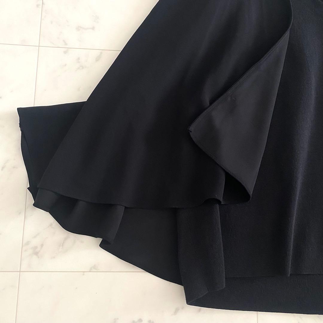 極美品 アドーア 2wayドライタッチコットンニット ポンチョ ケープ 黒 38