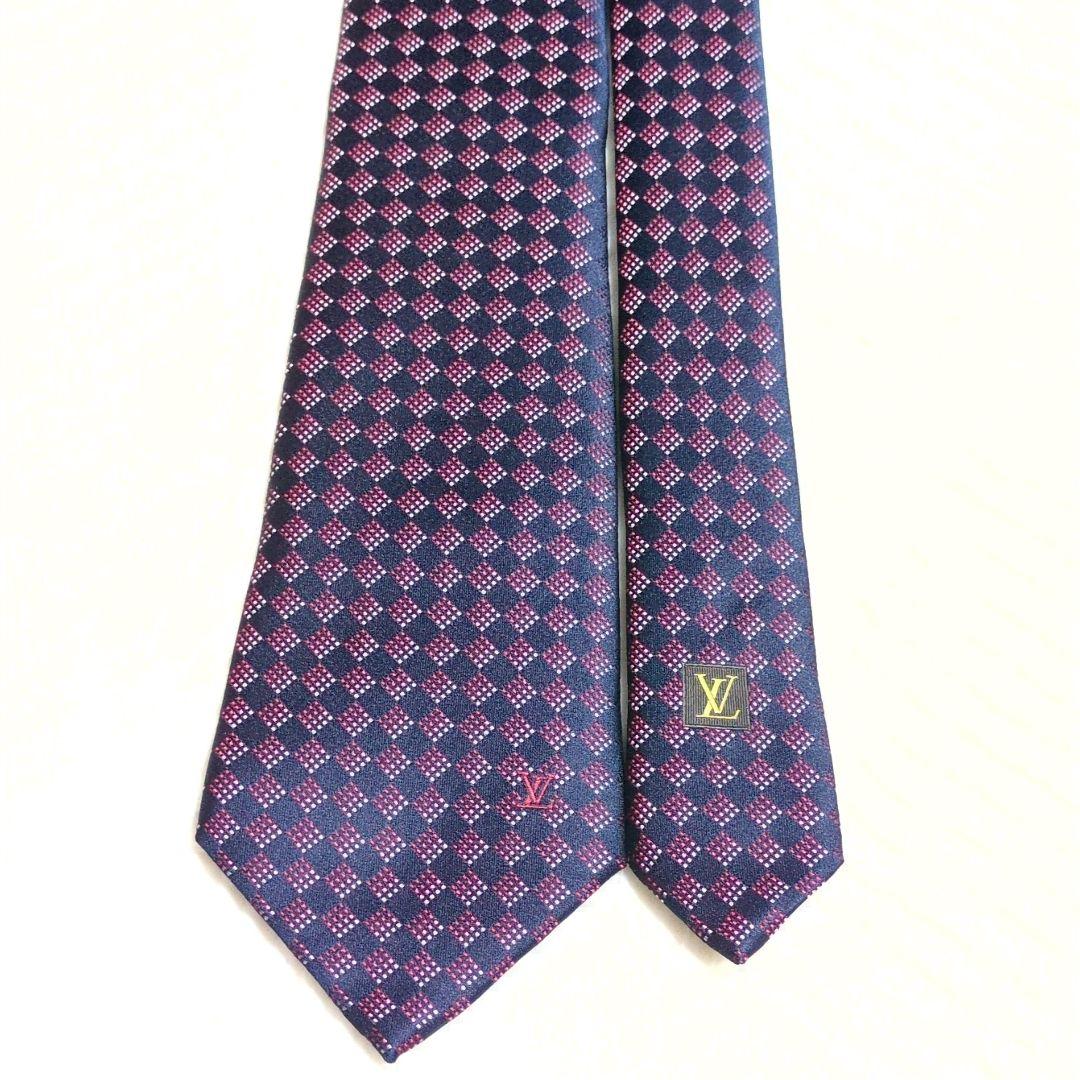極美品　LOUIS VUITTON　ネクタイ　クラヴァット　ダミエ　あんしん鑑定