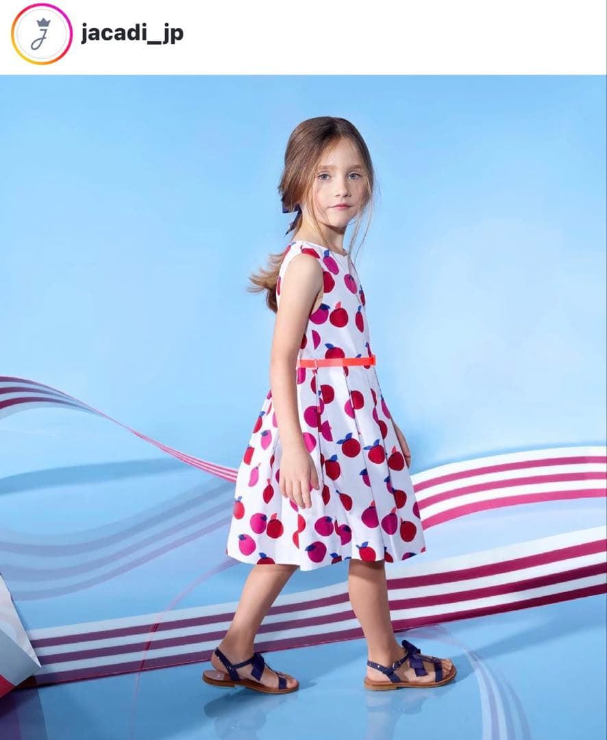 JACADI♡ りんご柄　肩フリル　ワンピース