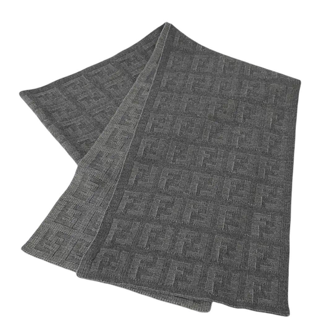 さち ☆I-4697 FENDI フェンディ グレー系 ウール マフラー