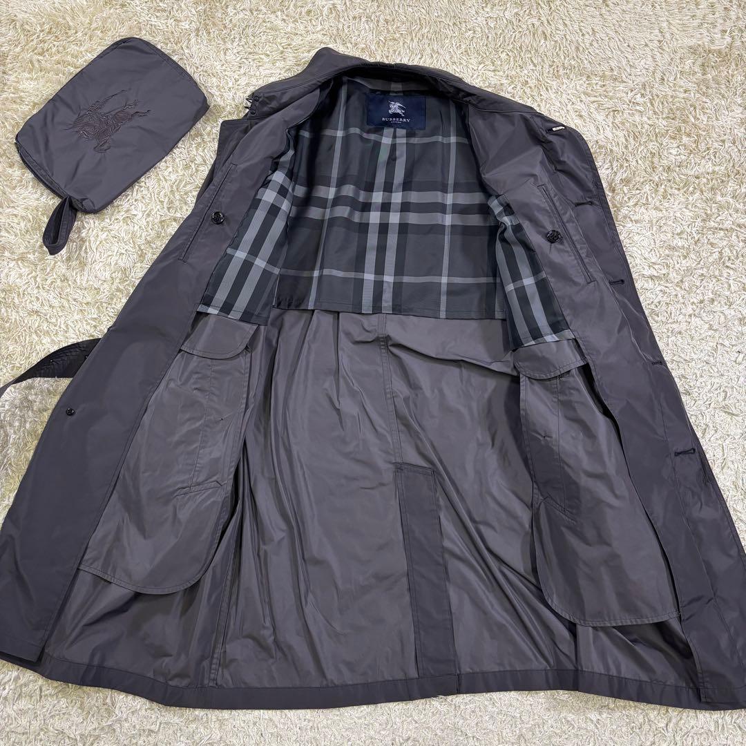 バーバリーロンドン　チェック柄　持ち運び　ポーチ付き　ベルト　トレンチコート　L