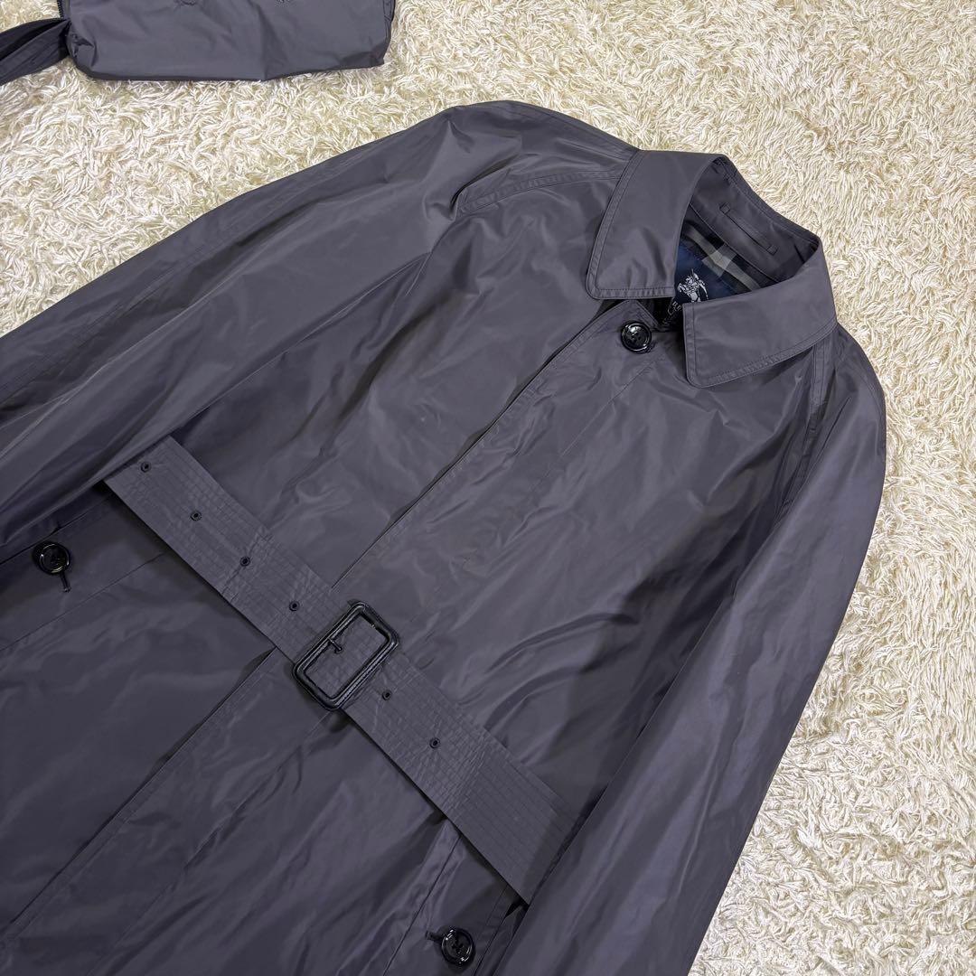 バーバリーロンドン　チェック柄　持ち運び　ポーチ付き　ベルト　トレンチコート　L