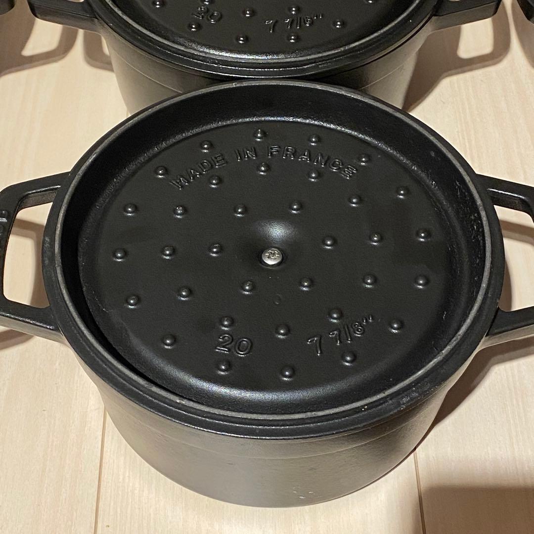 Staub ストウブ　ラウンドココット　ブラック　20cm 6点セット