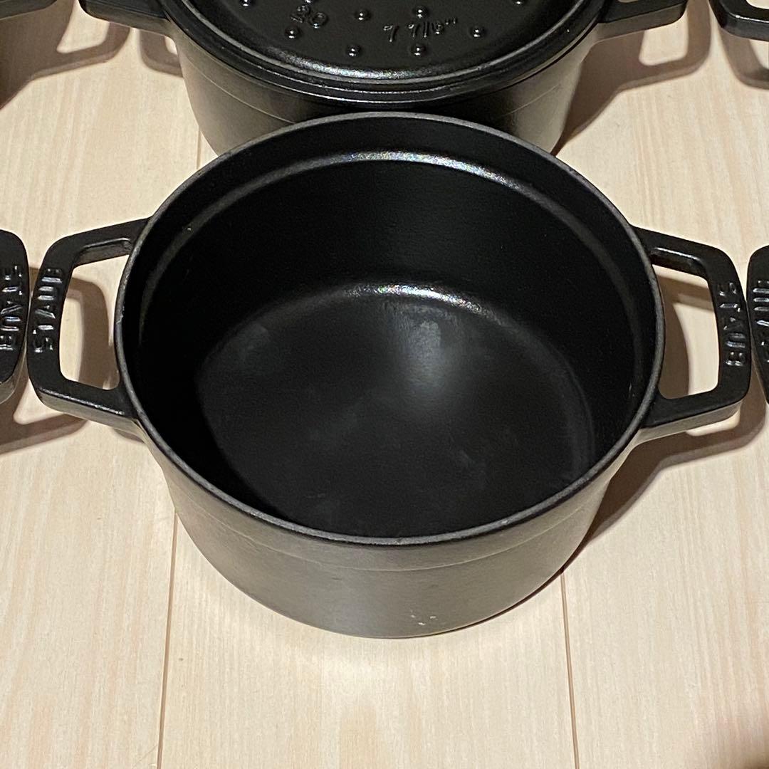 Staub ストウブ　ラウンドココット　ブラック　20cm 6点セット