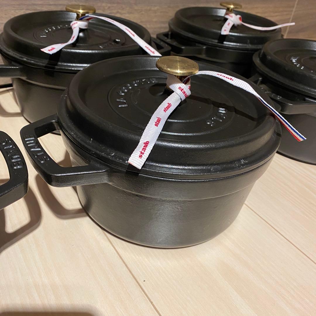 Staub ストウブ　ラウンドココット　ブラック　20cm 6点セット