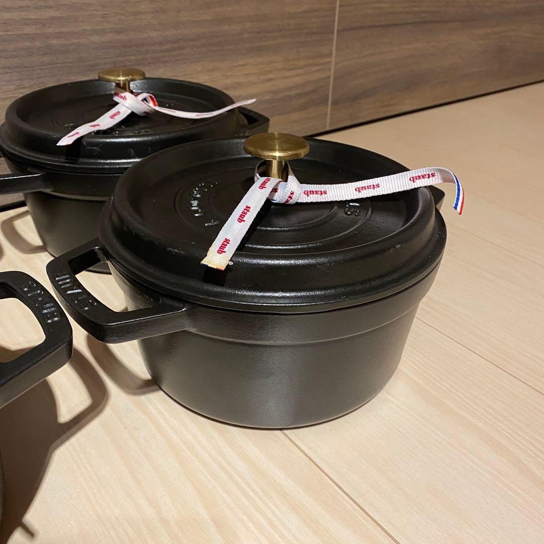 Staub ストウブ　ラウンドココット　ブラック　20cm 6点セット