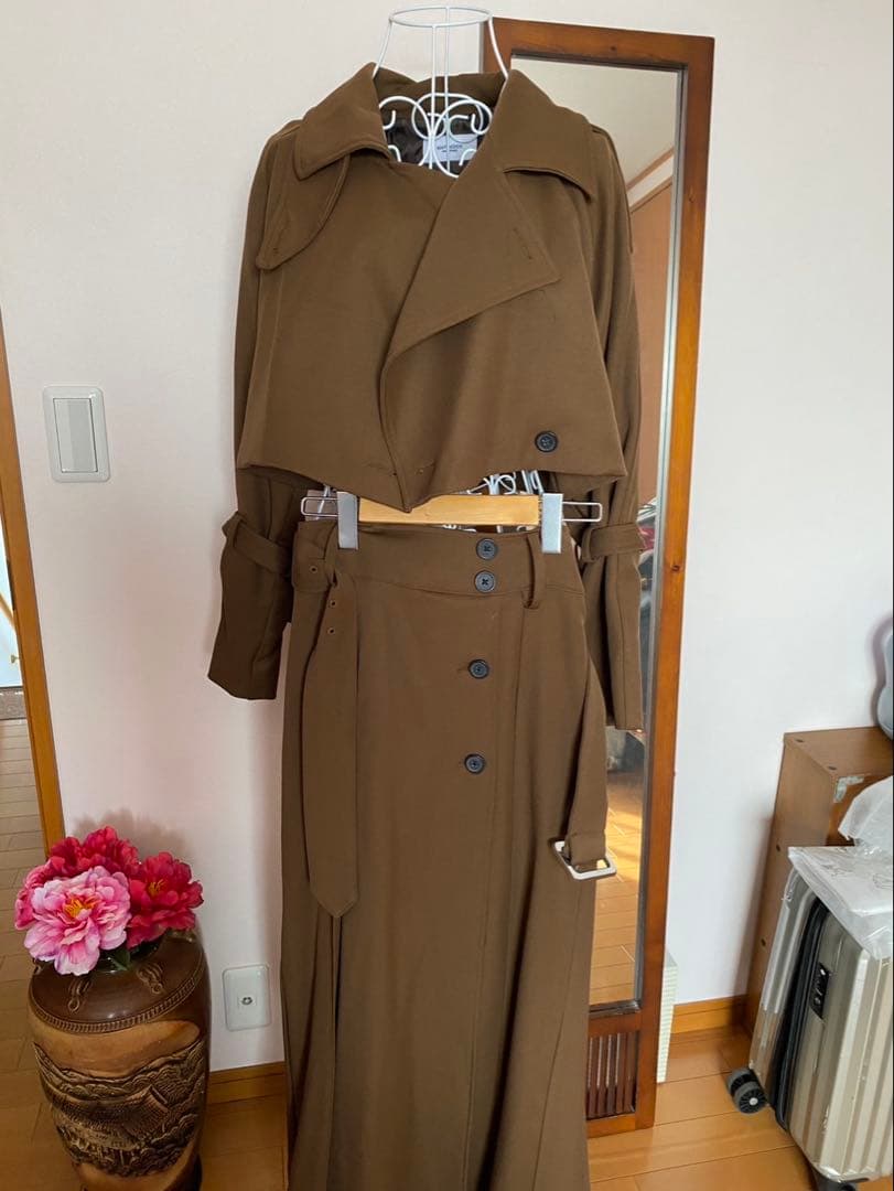 mavimoon thetoe トレンチコート ブラウン　3点セット