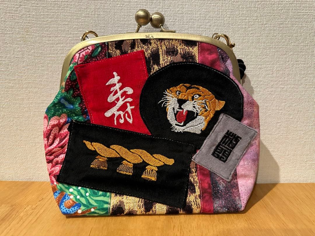 「がま口 村門」 がま口ポーチ ROPE CHAIN付き