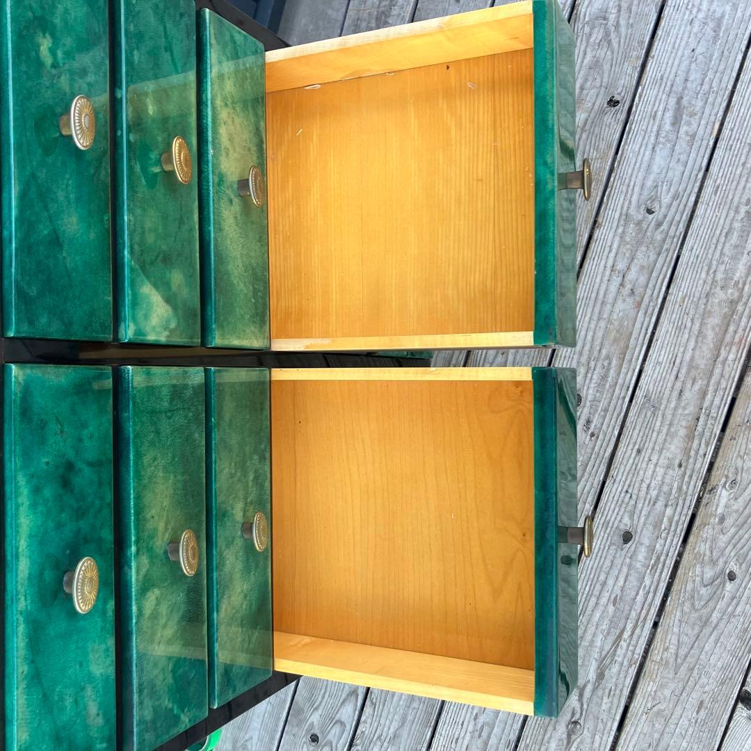 フランス家具 14杯 木製チェスト コールキャビネット 電話台 引き出し収納 緑