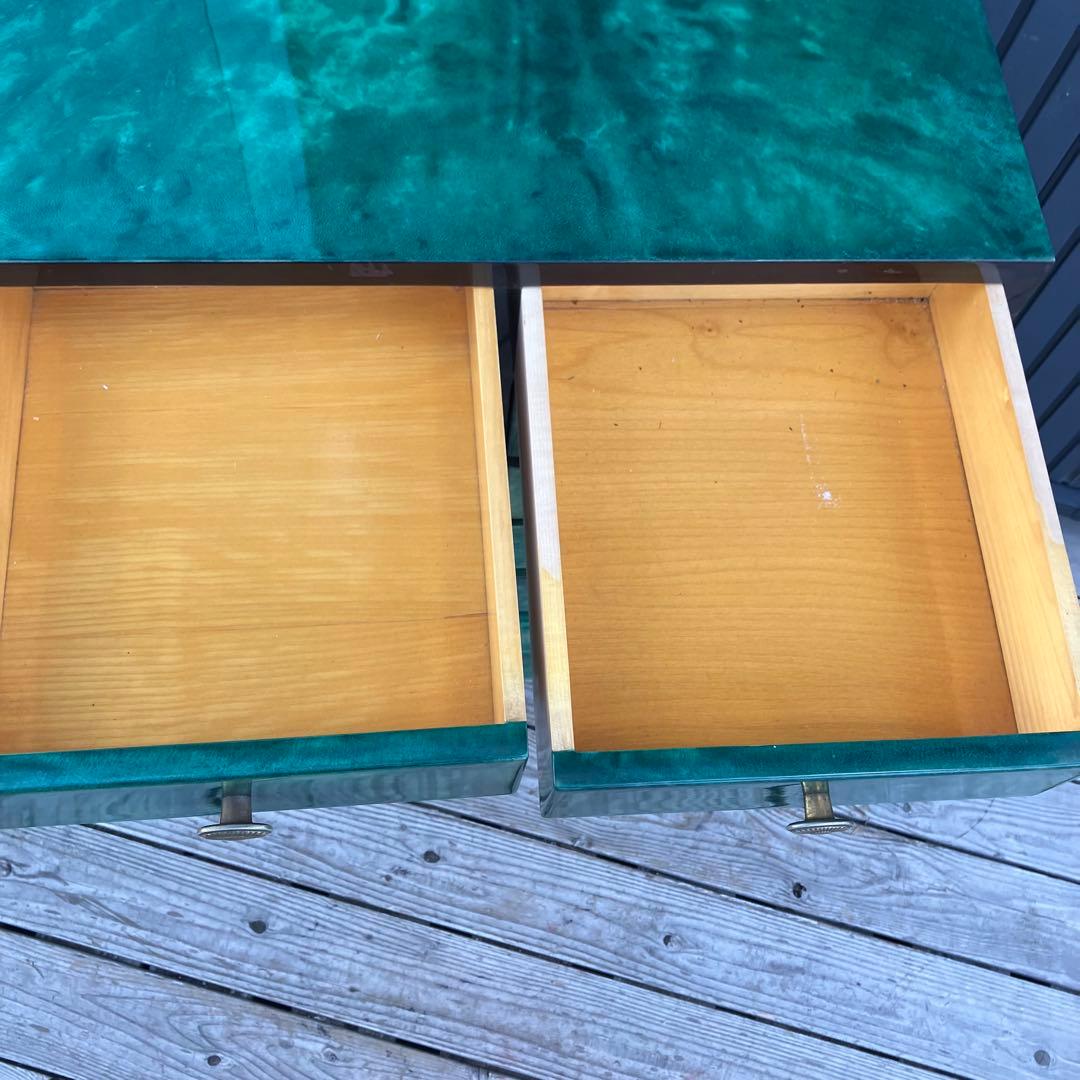 フランス家具 14杯 木製チェスト コールキャビネット 電話台 引き出し収納 緑