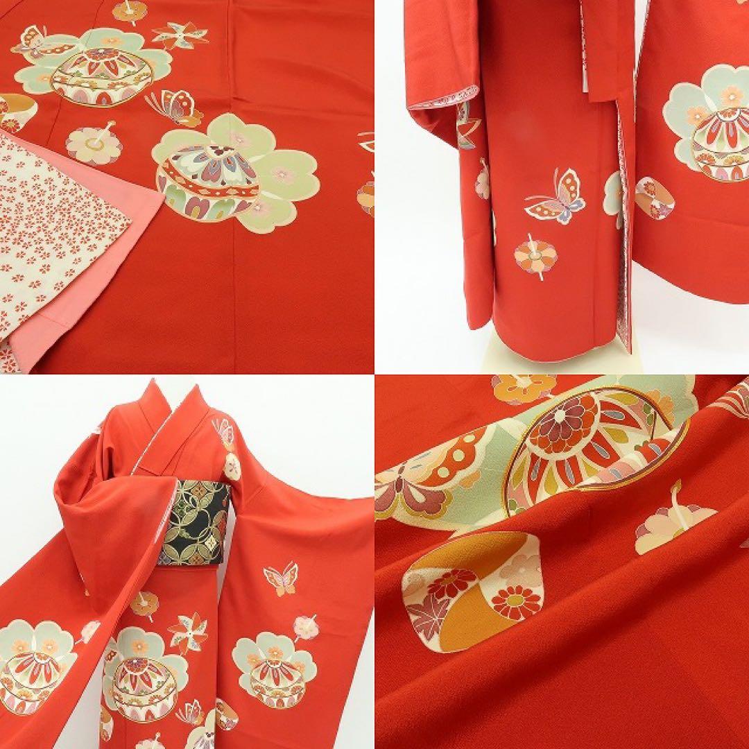 塩✺美品 正絹 七五三 ７歳 女児 四つ身着物 金駒刺繍 B19