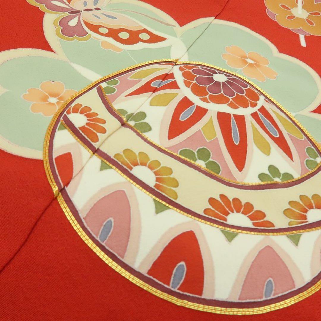 塩✺美品 正絹 七五三 ７歳 女児 四つ身着物 金駒刺繍 B19