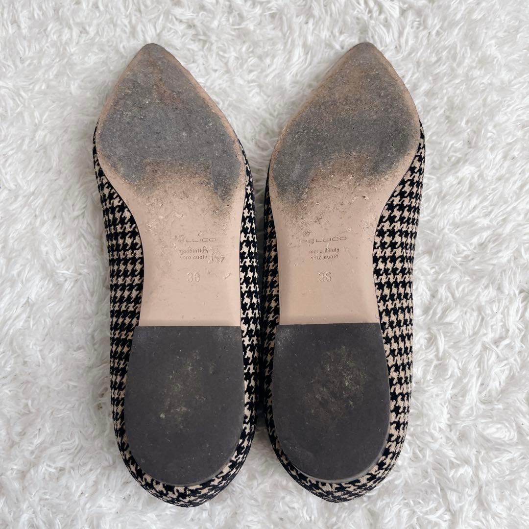 良品 ペリーコ パンプス アネッリ フィッビア 千鳥格子 フラット バックル