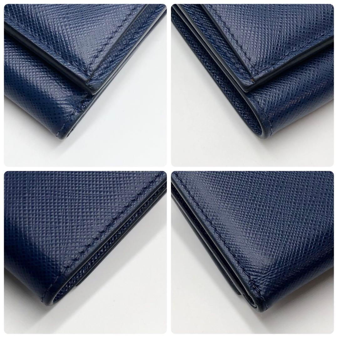 PRADA プラダ コンパクトウォレット 3つ折り財布 サフィアーノ ブルー系