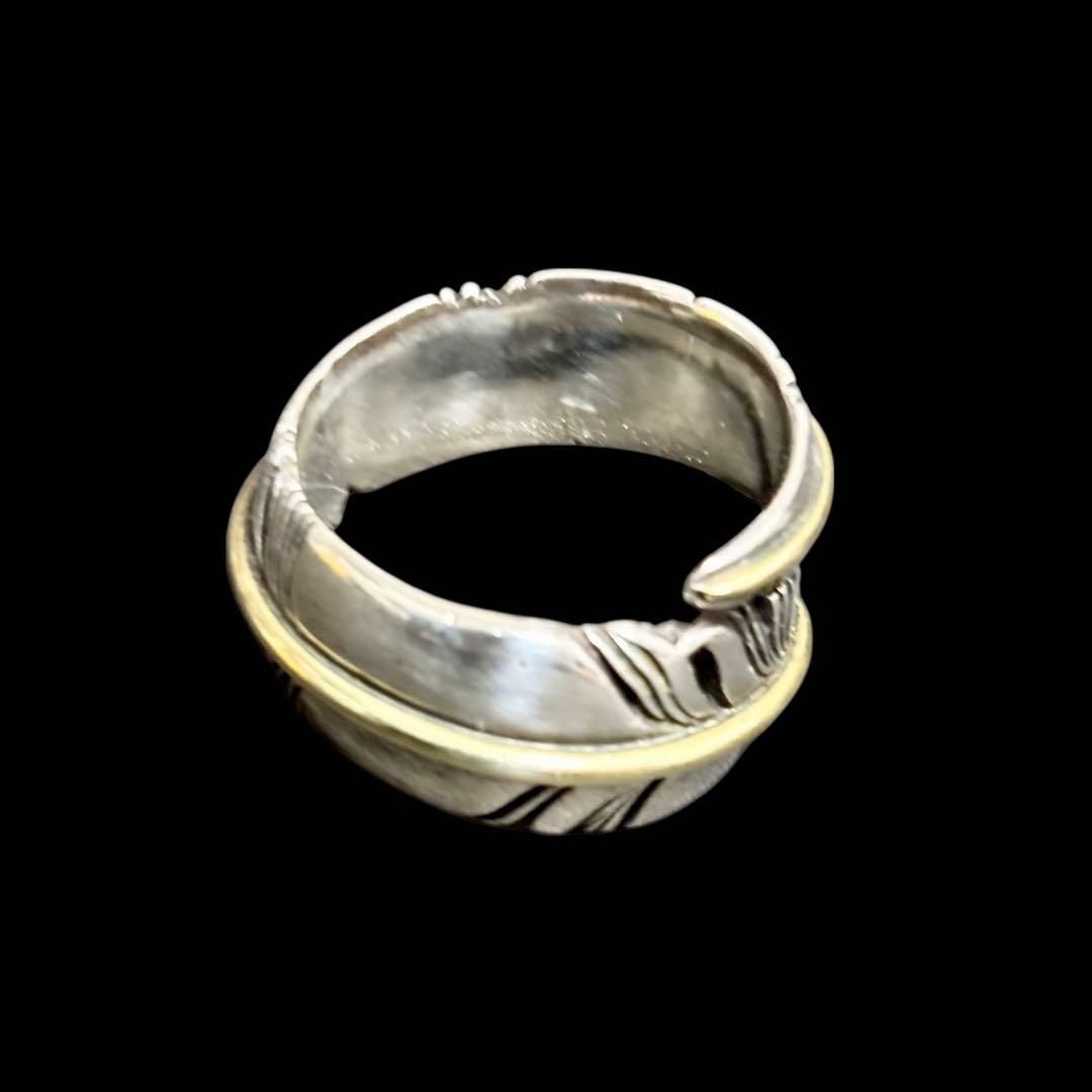 【良品】 SAAD サード リング シルバー 925 フェザー ツイスト メンズ