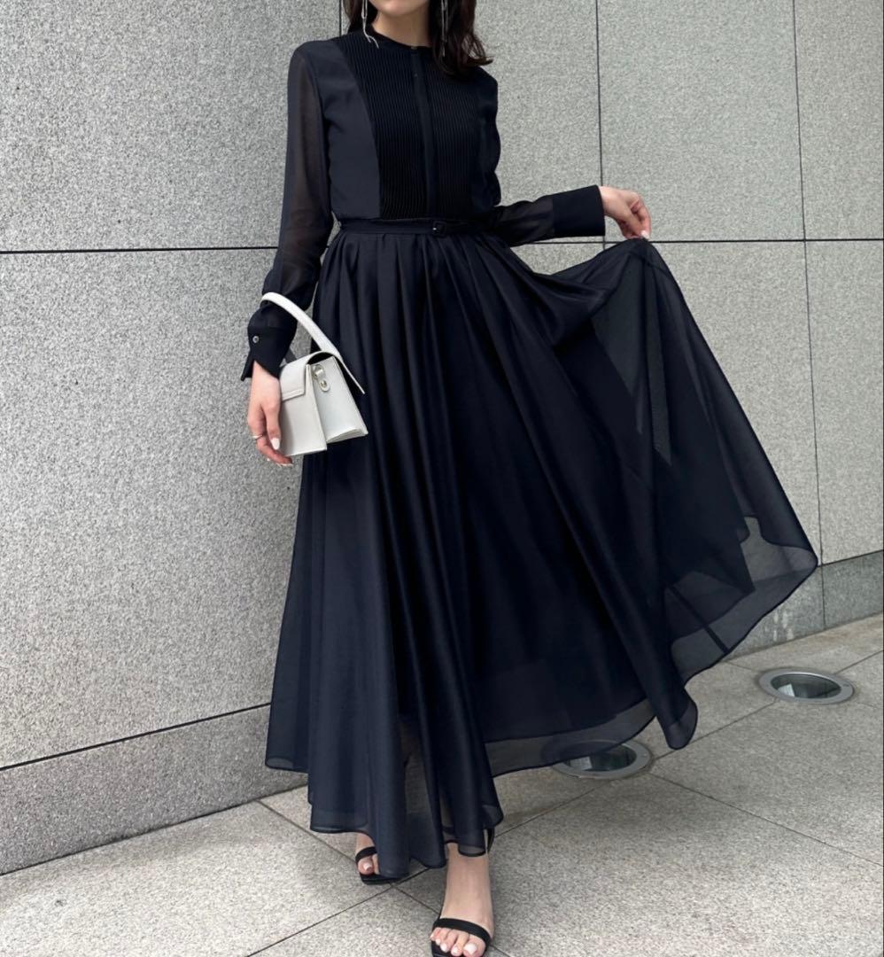 【SALE】 anuans シアードッキングピンタックブザムワンピース