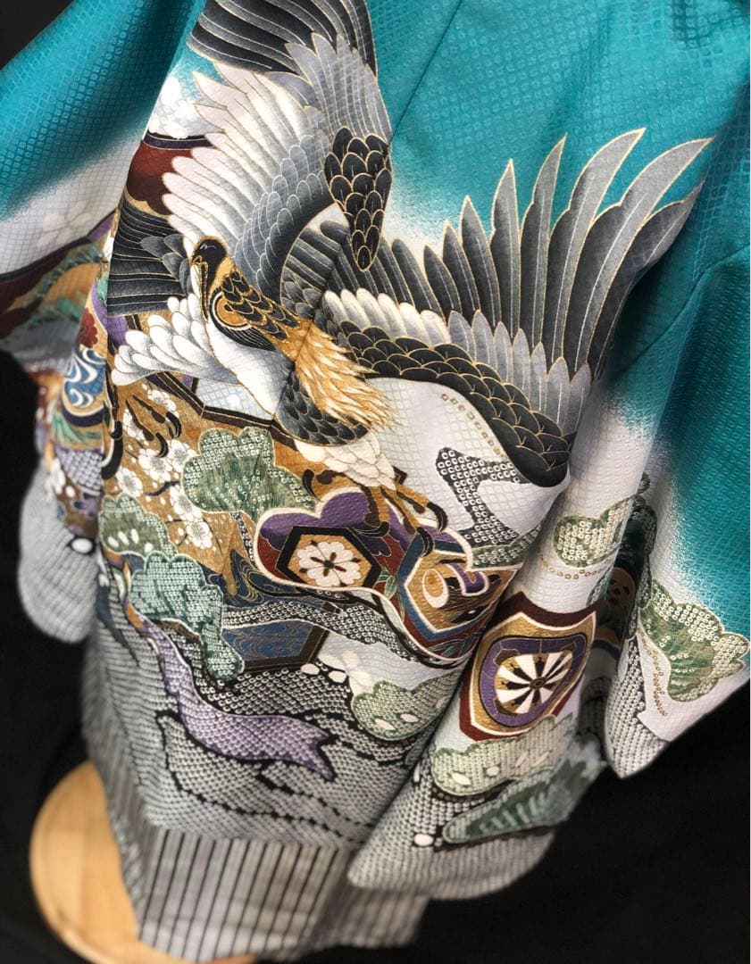 七五三　5歳　男の子　日本製　刺繍　絞り柄　羽織　着物　袴　セット　男児　五歳