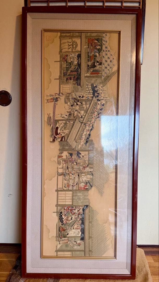 京都で見つけたヴィンテージ　江戸時代 浮世絵　絹　額入り