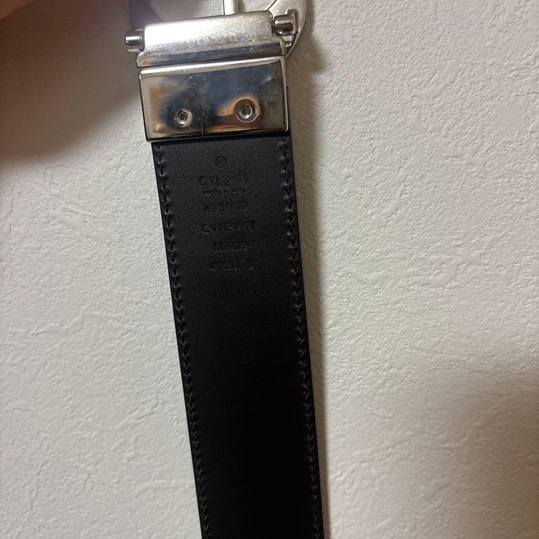 Gucci ブラックレザー ベルト ダブルGロゴ