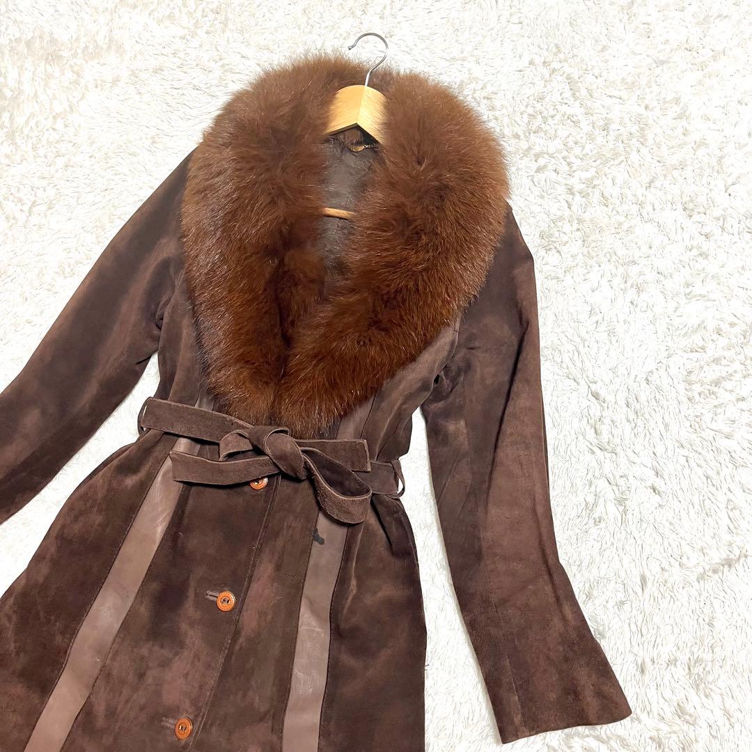 ✨希少✨Ra ロングコート レザーコート ショールカラー ベルト付き 11号 L