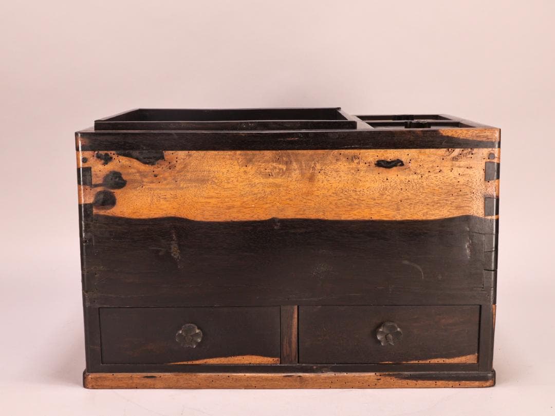 BK263　時代家具　黒柿製　豆火鉢　関東火鉢　手炙り　茶道具