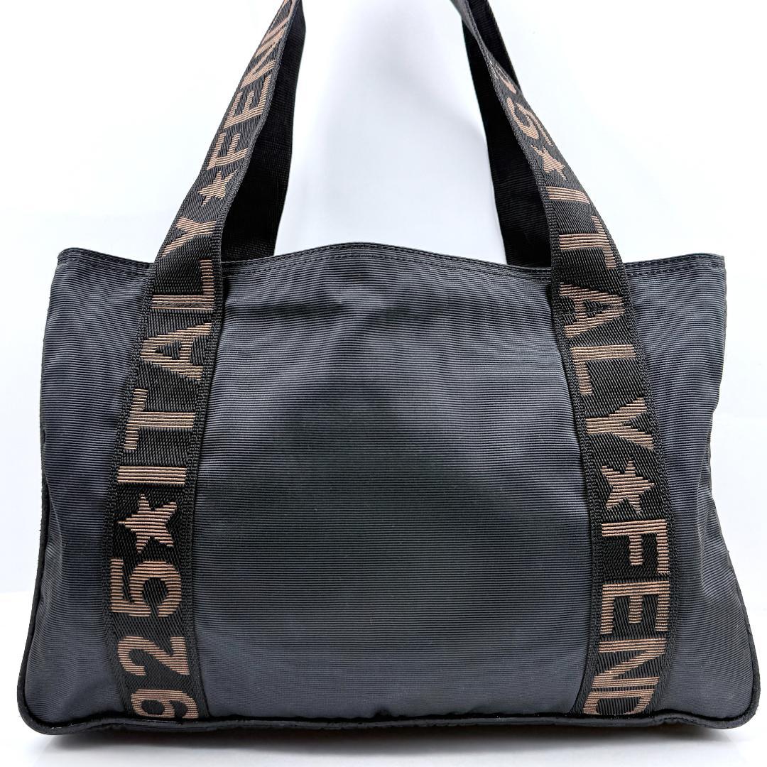 mynameis FENDI ロゴライン トートバッグ 黒 ナイロン A4