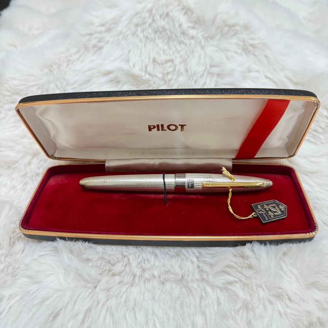【稀少】パイロット エリート 18K 万年筆 スターリングシルバー アンティーク