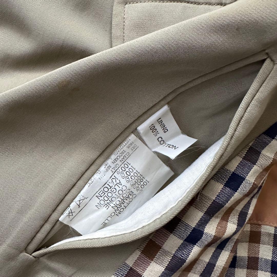 【状態良好】80s アクアスキュータム トレンチコート カーキ　英国製 古着