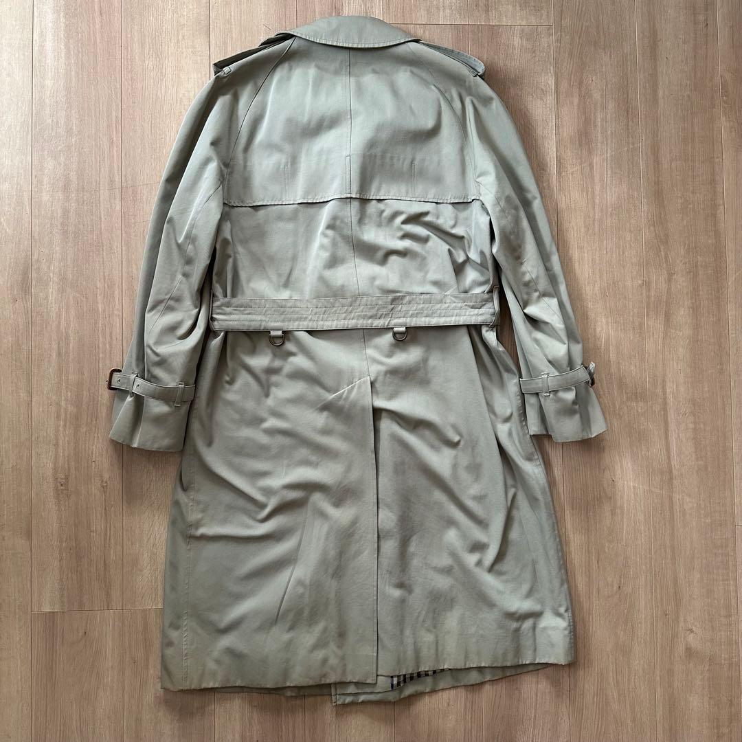 【状態良好】80s アクアスキュータム トレンチコート カーキ　英国製 古着