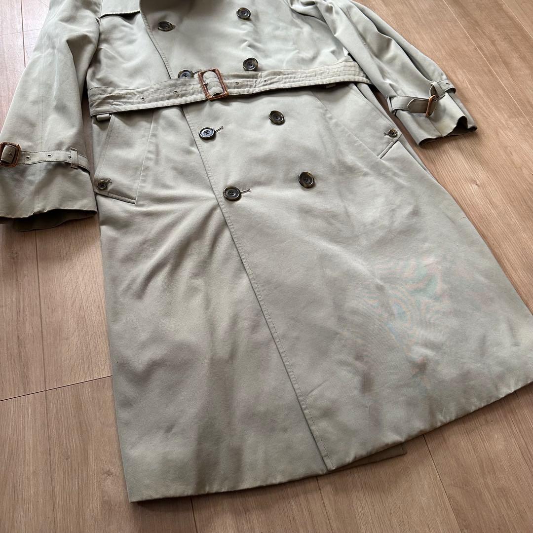 【状態良好】80s アクアスキュータム トレンチコート カーキ　英国製 古着