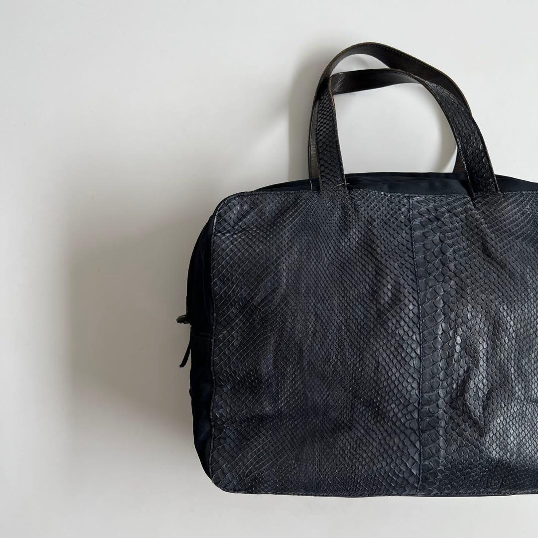 バッグ PRADA PYTHON MINI BOSTON TOTE HAND BAG