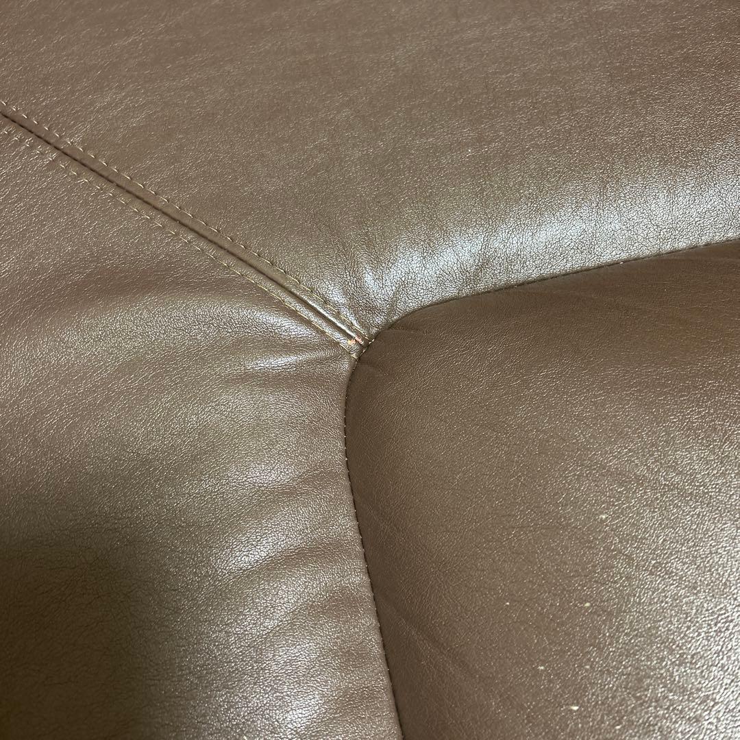 1人掛けソファー、フェイクレザーソファー、ダークブラウンソファー、コーナーソファ