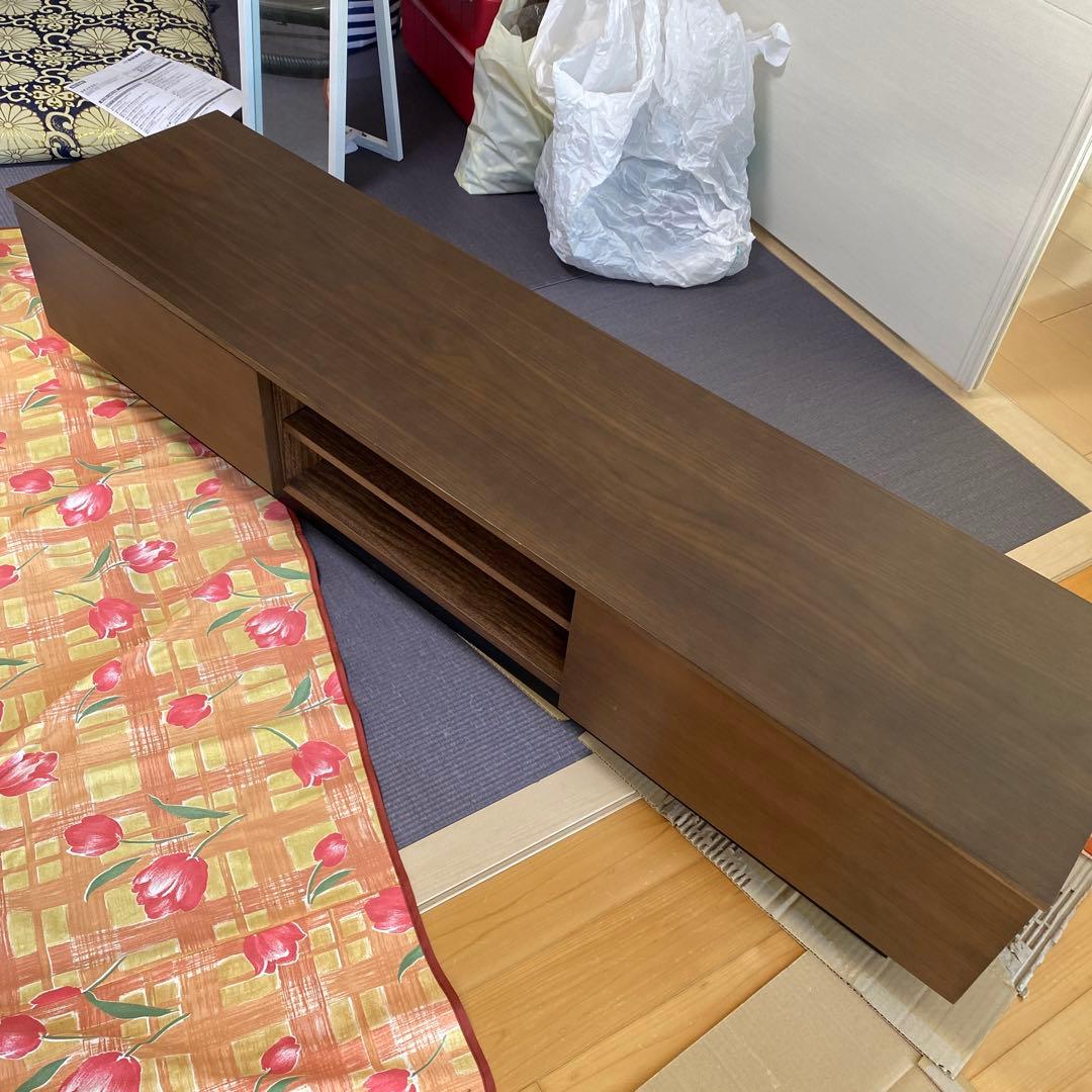 ダークブラウン木製テレビ台 引き出し付き