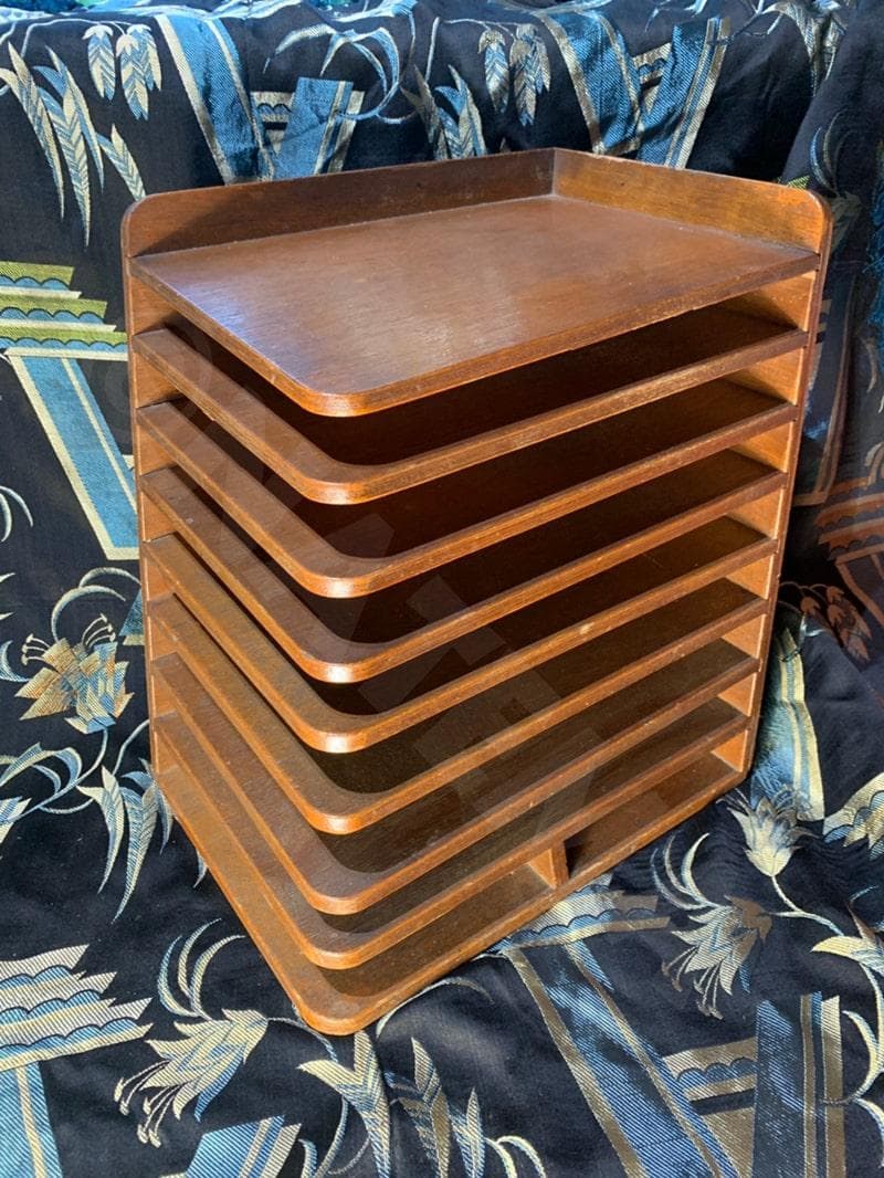 書類棚 デスクトップ A4サイズ 木製 珍品 骨董 ビンテージ アンティーク