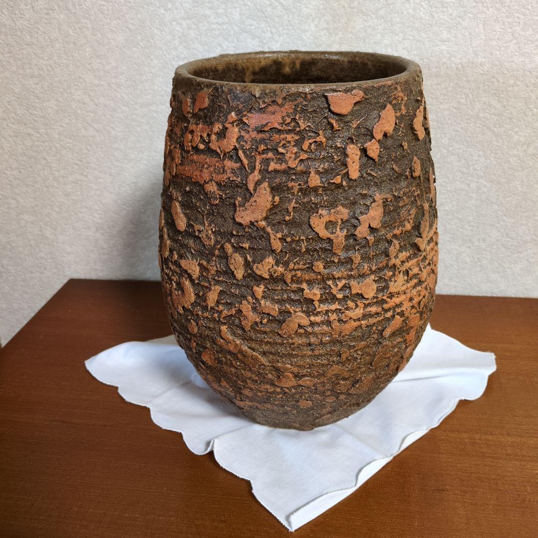 アジアン風花瓶 自然な質感そごう百貨店購入直径25㌢