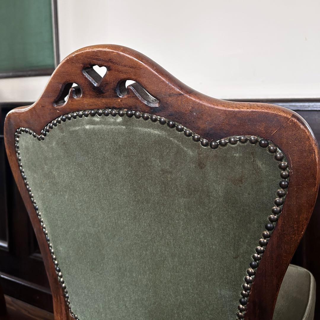 アンティーク 猫足 ベロアチェア/ベルベットチェア no.02