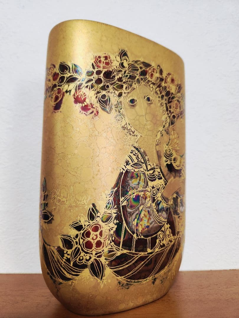 【工芸品】ローゼンタール・ビョルンヴィンブラッドの花瓶　花入れフラワーベース金