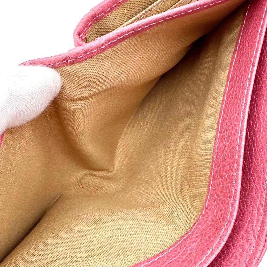 未使用✨ジェフリーフルビマーリ 二つ折り財布 レザー 女の子イラスト ピンク系