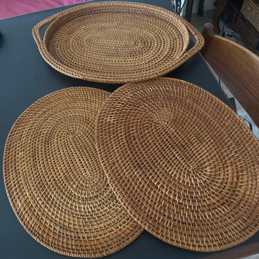 天然素材　ランチョンマット　トレー　アタ　テーブル　台所　キッチン　ダイニング