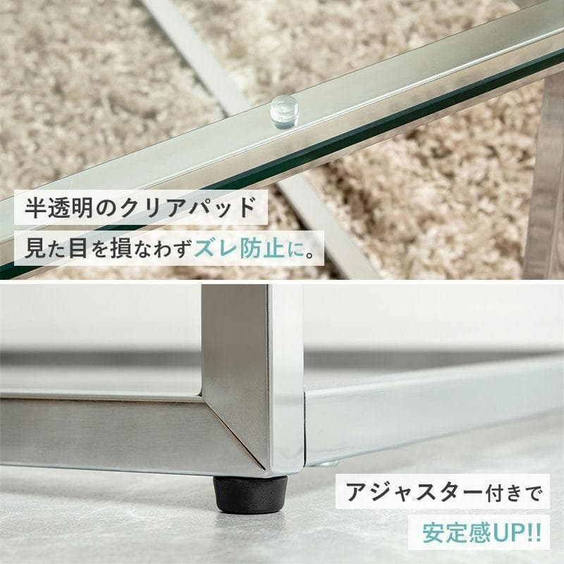 正方形ガラステーブル 幅70cm [2046]