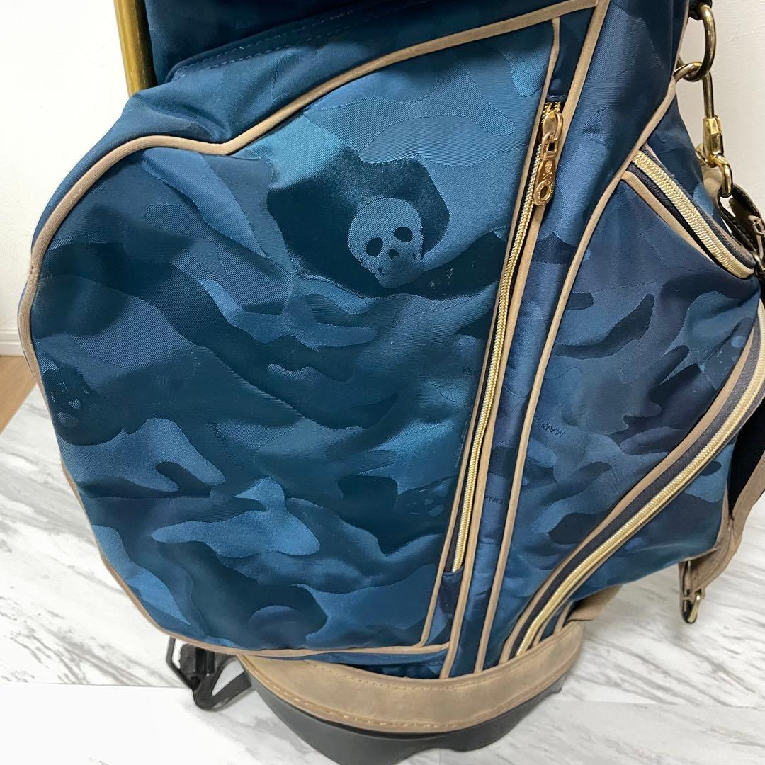 MARK&LONA キャディバッグ スタンド式 ゴールドプレート 9.0型 紺