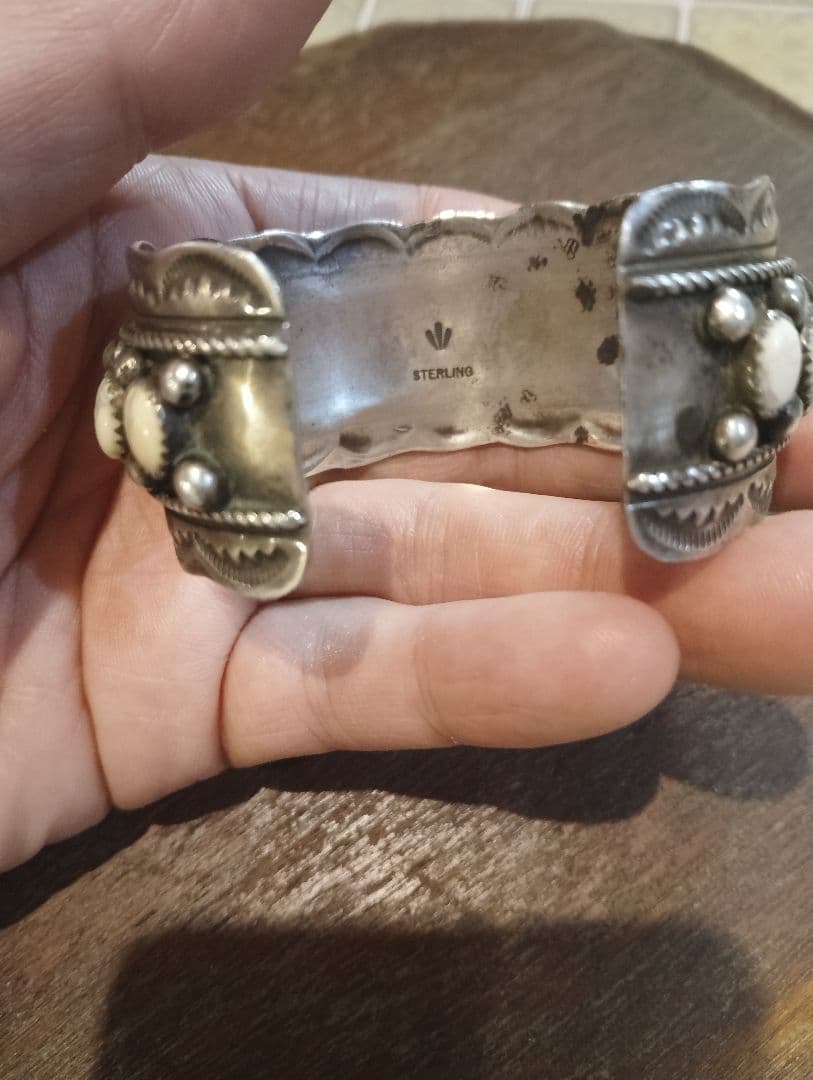 ま*】様 総重量57.7g　ホワイトバッファロー特注ブレス　ナバホ　ズニ　キムタ