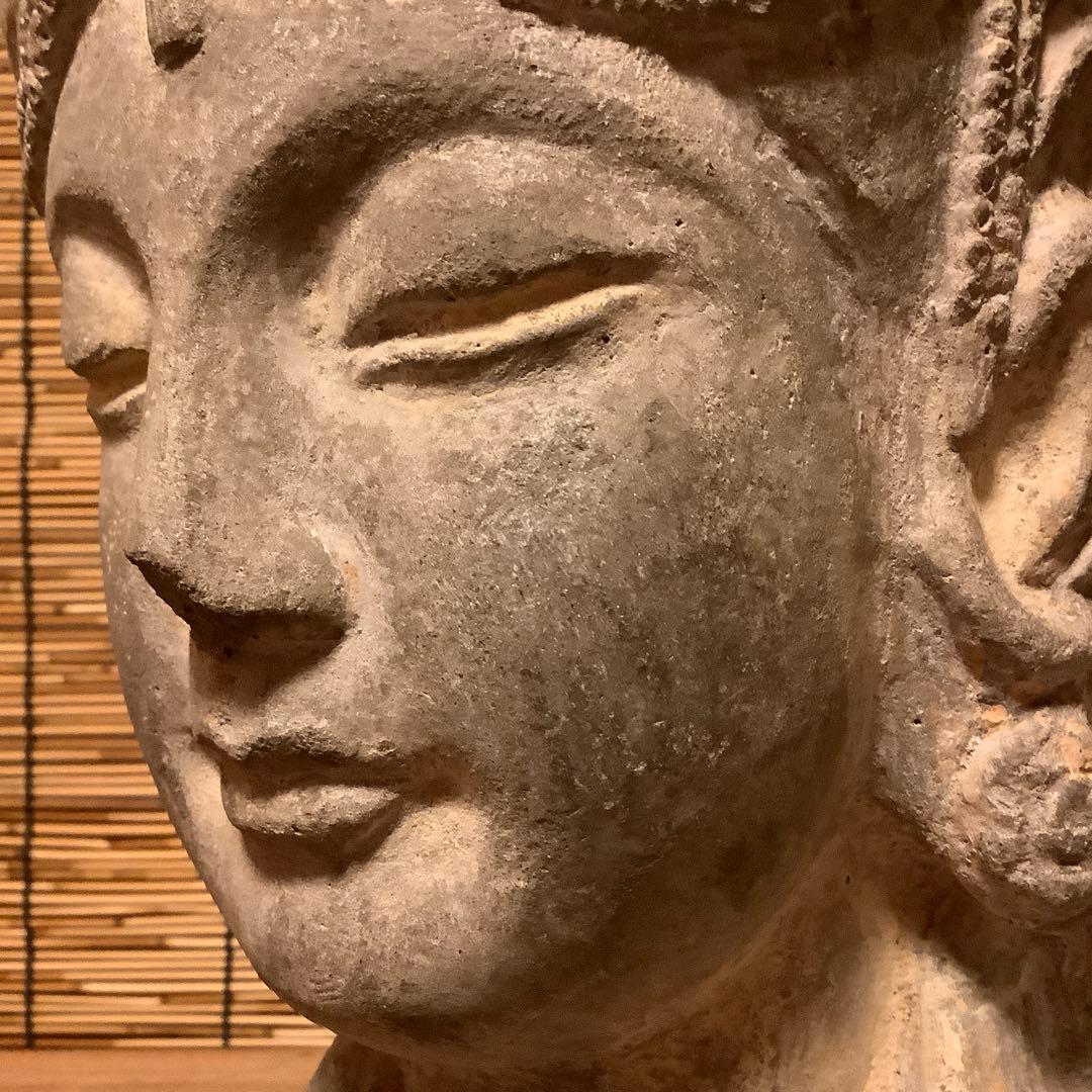 古玩・ギリシャ「アルカディア地方発掘・女神頭部」ペロポネソス半島・発掘出土・残欠