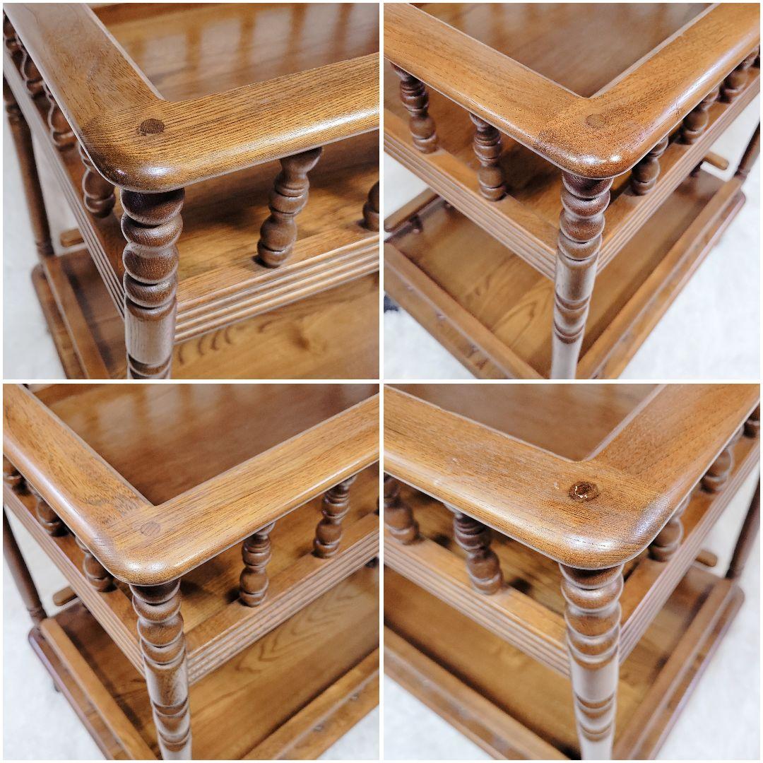 激レア レトロ✨オールド カリモク 木製 キッチンワゴン　キャスター付　2段