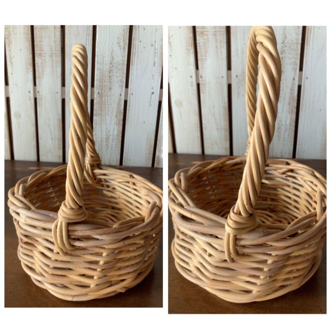 ヴィンテージ　手付き　バスケット　ナチュラル　ワンハンドル　2つセット