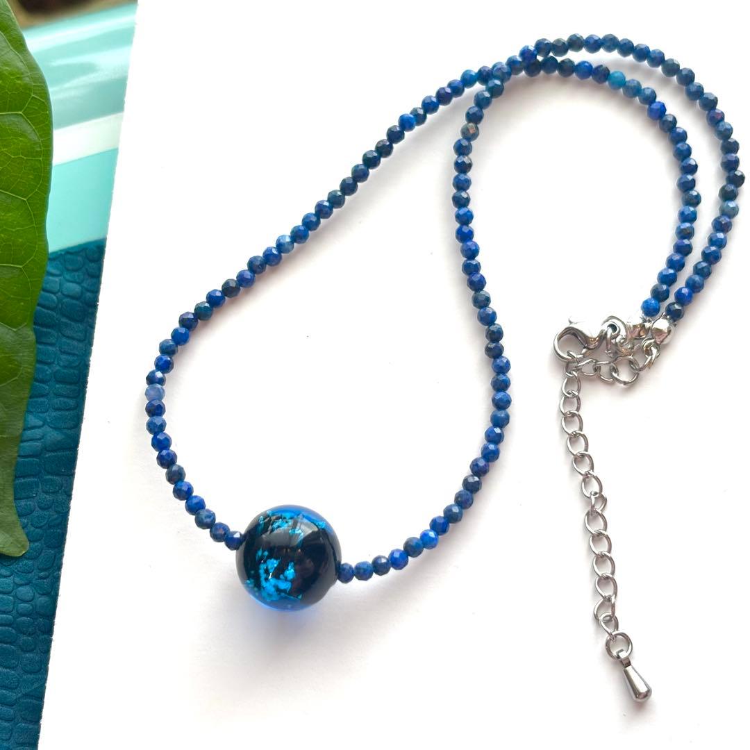 大ぶりホタルガラス*ピアス・ネックレスset アレルギー対応アクセサリー