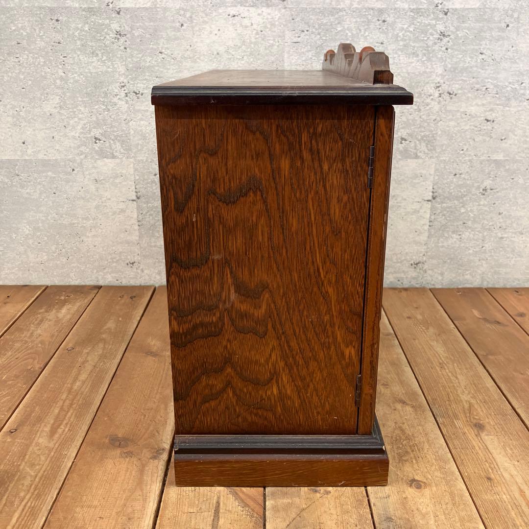 ジャンク品 アンティーク 木製 引き出し付 置時計 ジュエリーボックス 小物入れ