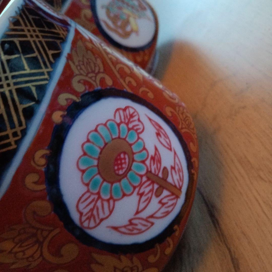 有田焼　藤太郎窯　塗り木蓋付き小丼5個　金彩古伊万里紋花紋　花唐草金彩